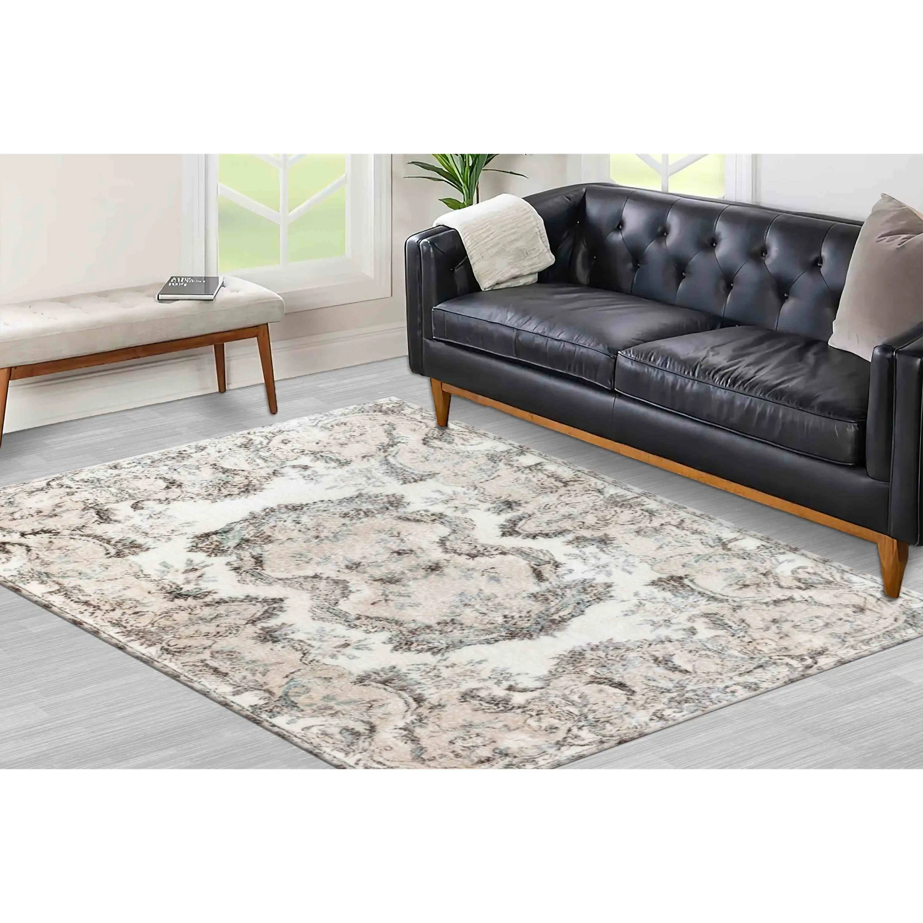 Intricate Printed Rug: Medallion, Anatolian, Bohemian, Personalized Designs,Nonwoven Soft Rug