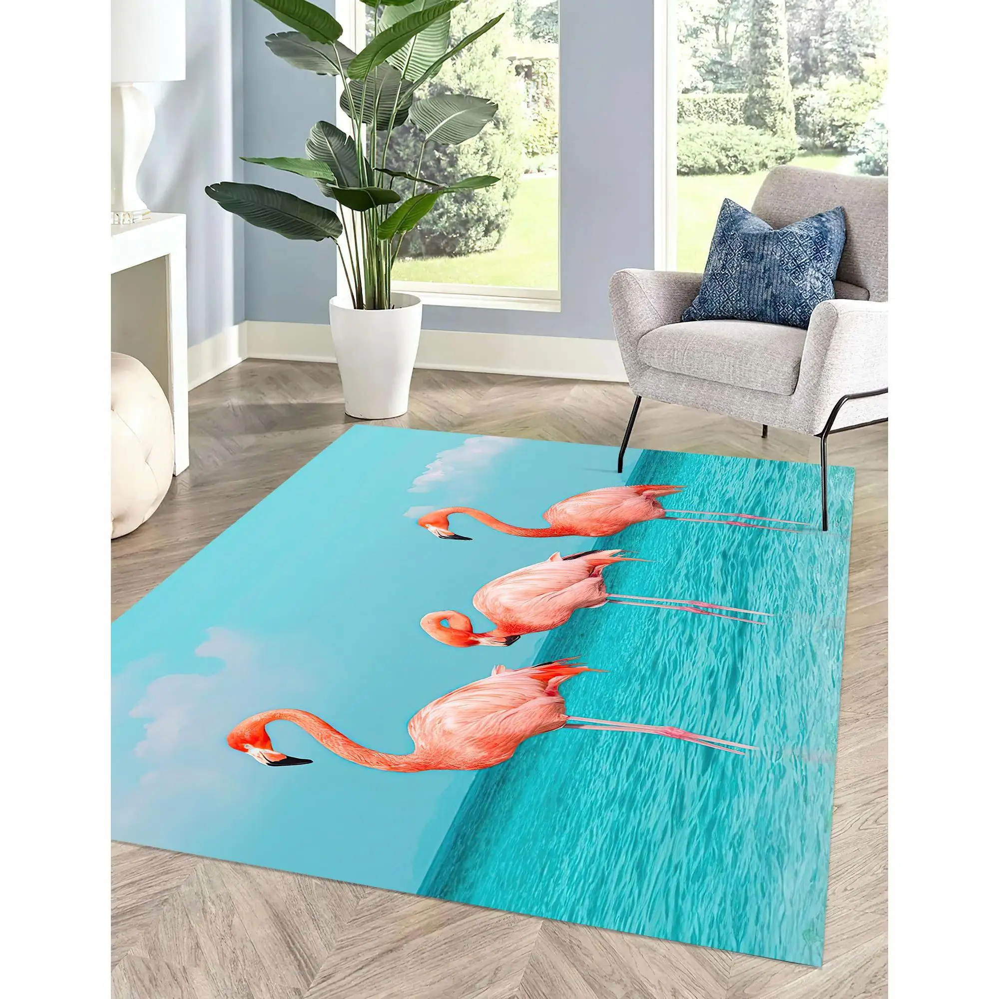 Three Flamingos Rugs, Pink Flamingo Rugs, Fashion Rug, Animal Rug,Nonwoven Soft Rug